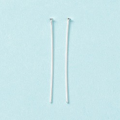 Серебро Латунные шпильки с плоской головкой, долговечный, без кадмия и без свинца, серебряные, 29.5~30 мм, Руководитель: 1.8 mm, штифты : 0.6 мм, 22 датчик