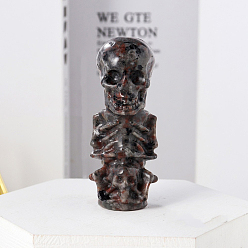 Syenite Хэллоуин натуральная сиенитовая статуя черепа, для украшения домашнего дисплея, 75~76 мм