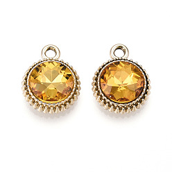 (932FM) Темно-синий аква-матовый с подкладкой K 5 стеклянные подвески, плоско-круглые, граненые, со сплавочной фурнитурой, золотой свет, темно-золотистые, 17~17.7x14x5.2~6 мм, отверстие : 2 мм