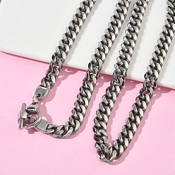 Нержавеющая Сталь Цвет 8мм 304 цепочка из нержавеющей стали кубинского плетения или ожерелье для мужчин, не тускнеет, цвет нержавеющей стали, 25.39 дюйм (64.5 см)