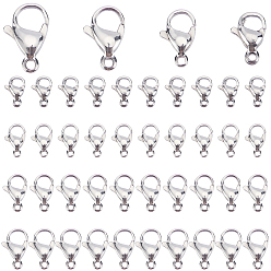 Stainless Steel Color 80Pcs 4 Style 304 Stainless Steel Lobster Claw Clasps, Parrot Trigger Clasps, Stainless Steel Color, 20pcs/style