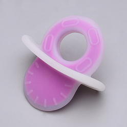 Orchid Food Grade Eco-Friendly Silicone Big Pendants, Dummy Pacifier, Orchid, 78~79x74.5x42~43mm, Inner Diameter: 24.5mm