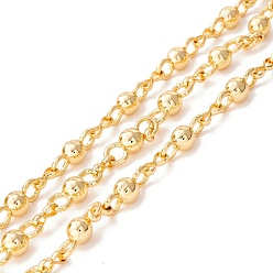 Golden Alloy Bowknot & Infinity Link Chains, Mother-son Chains, Long-Lasting Plated, Unwelded, with Spool, Golden, Bead Link: 20.5x8x8mm, 10.5x2x4mm