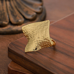 Квадрат 304 текстурированные кольца на пальцах из нержавеющей стали, золотые, квадратный, 20 мм