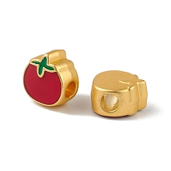 Schamottestein Legierung Emaille-Perlen, Tomate, golden, Schamottestein, 12x11x7 mm, Bohrung: 3.5 mm
