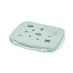 Medium Aquamarine PP Plastic Multipurpose Portable Storage Box, for Sewing Box, Tool Box, First Aid Kit, Craft Supplies Organizer Case, with Latching Lid & Handle, Rectangle, Medium Aquamarine, 190x220x24mm, Inner Diameter: 213x175mm