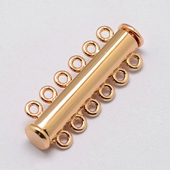 Light Gold Литые магнитный замок слайд застежками, 6 нитей, 12-луночное, трубка, золотой свет, 36x13.5x7 мм, отверстие : 2 мм