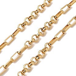 Real 20K Gold Plated 304 из нержавеющей стали Figaro цепи, несварные, с катушкой, ионное покрытие (ip), реальный 20 k позолоченный, 5.5x5.5x2 мм