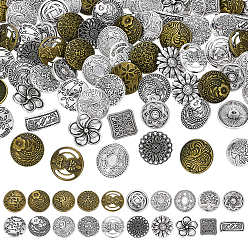 (52) Непрозрачная лаванда 80 шт. 20 стили 1-отверстие цинковый сплав стержень кнопки, разнообразные, разноцветные, 13~17.5x14~18.5x6~8.5 мм, отверстие : 2~2.5 мм, 4 шт / стиль