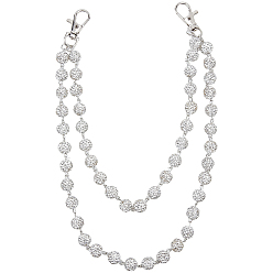 Платина 1шт. полимерная глина, стразы, круглые бусины, цепочка для брюк, Сплав с застежками, платина, 388 мм