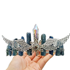 Кианит Обручи для волос из натурального кианита, крылья с солнечными коронами-резинками для волос для женщин и девочек, 350x150 мм