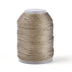 Светло-коричневый 200м 6-слойный блестящий полиэстеровый шнур для изготовления ювелирных изделий, круглые, загар, 0.6 мм, около 218.72 ярдов (200 м) / шт