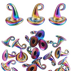 Rainbow Color Colgante de acero, sombrero de bruja, color del arco iris, 11x11x11 mm, medio agujero: 3 mm, 20 unidades / caja