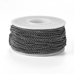 Electrophoresis Black 304 Stainless Steel Twisted Chains Curb Chains, Unwelded, with Spool, Electrophoresis Black, 3x2x0.6mm, about 32.8 Feet(10m)/roll