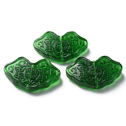 Зеленый Прозрачные бусины лэмпворк ручной работы, Замок долговечности, зелёные, 18.7x30.5x6.5~8 мм, отверстие : 1~1.8 мм