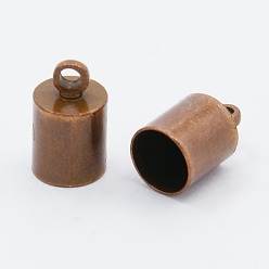 Red Copper Brass Cord Ends, Red Copper, 10x6mm, Hole: 1.2mm, 5.5mm inner diameter