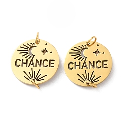 Настоящее золото 18K Ионное покрытие (ip) 304 нержавеющая сталь лазерная резка плоские круглые соединительные подвески с соединительными кольцами, реальный 18 k позолоченный, 15x1 мм, отверстие : 2.8 мм