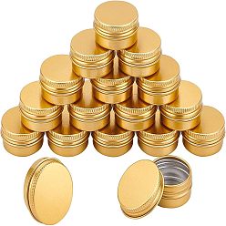 Golden Aluminum Box, with Screw Top Lid, Round, Golden, 3.7x1.7cm, Inner diameter: 3cm, 24pcs/box