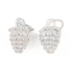 Серебро 925 серебряные шармы, шишка, с печатью 925, серебряные, 10.5x6.5 мм, Перейти кольцо: 5x0.8 мм, 3.5 мм внутренним диаметром
