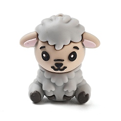 Гейнсборо Силиконовые бусины, овца, светло-серые, 29x26x17 мм, отверстие : 2 мм