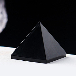 Обсидиан Генераторы энергии природного обсидиана, камень пирамиды рейки для украшения стола домашнего офиса, 28~32x28~32x28~32 мм