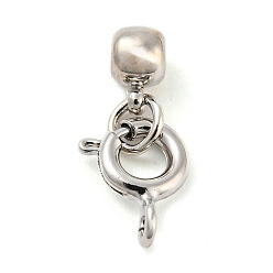 Platinum Brass Spring Ring Clasps and Silicone Beads, Platinum, 17x7.5mm