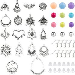Mixed Color DIY Chandelier Earrings Makings Kit, Including Alloy Links, Acrylic Beads, Brass Earring Hooks, Plastic Ear Nuts, Mixed Color