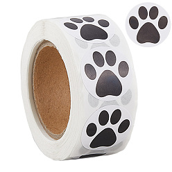 Черный Бумажные декоративные наклейки, самоклеящиеся наклейки, с рисунками собачих следов, чёрные, 64x28 мм