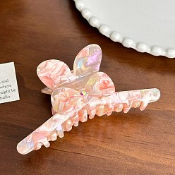 Pink Заколки-клочья из ацетата целлюлозы с бантом, аксессуары для волос для женщин и девочек, розовые, 106 мм