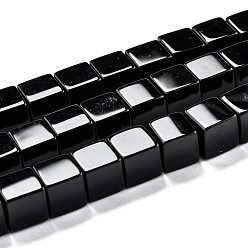 Black Onyx Бусины из натурального черного оникса, окрашенная и подогревом, кубические, 10x10x10 мм, отверстие : 1.2 мм, около 39 шт / нитка, 15.75 дюйм (40 см)