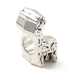 Античное Серебро Европейские сплавочные бусины тибетского стиля , бусины с большим отверстием, овца, античное серебро, 16.5x11x8 мм, отверстие : 5 мм, Около 343 шт / 1000 г