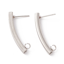 Stainless Steel Color Non-Tarnish 304 Stainless Steel Stud Earring Findings, with 316 Surgical Stainless Steel Pins and Vertical Loop, Rectangle, Stainless Steel Color, 30x3mm, Hole: 2.5mm, Pin: 0.7mm
