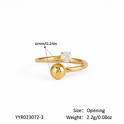 Настоящее золото 18K 304 открытые манжеты из нержавеющей стали для женщин, со стразами, реальный 18 k позолоченный, 60 мм, внутренний диаметр: регулируемый