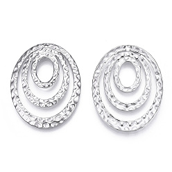 Нержавеющая Сталь Цвет Не тускнеющие 304 подвески из нержавеющей стали, , овальный шарм, цвет нержавеющей стали, 48.5x37.5x3 мм, отверстие : 1.8 мм