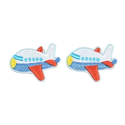 Разноцветный Полиэстер, компьютерная вышивка, нашивки, пришивные и приклеиваемые утюгом., самолет, аппликации нашивки, красочный, 37.5x29x2 мм