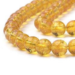 Citrine Synthetic Citrine Beads Strands, Round, Dyed, 6x6mm, Hole: 1mm, about 62pcs/strand, 15.5 inch