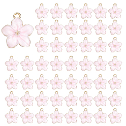 Pink 50 подвески из эмали из цинкового сплава, , золотые, розовые, 16.5x14.5x2.5~3 мм, отверстие : 1.5 мм