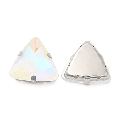 Кристалл Флуоресцентный(ми) треугольник мокко, пришитый стразами, многожильных ссылки, с настройками латуни, аксессуары для одежды, кристалл, 18.5x19.5x7 мм, отверстие : 1.4 мм