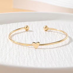 Золотой Браслеты-манжеты из сплава в форме сердца для женщин, золотые, 2-3/8 дюйм (6 см)