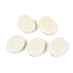 Кукурузный Шелк Ручной фарфоровые керамические шарики, овальная с цветочным узором, яркие глазированный фарфор, цвет колоса кукурузы, 17.5x14x6 мм, отверстие : 2 мм