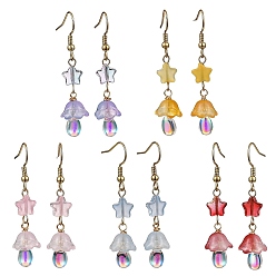 (52) Непрозрачная лаванда Стеклянные серьги-подвески в форме звезды и гриба, разноцветные, 49x11 мм