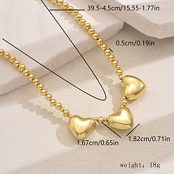 Платиновый & Золотой Элемент сердце латунные бусины ожерелья для женщин, платиной и золотом, 15.55 дюйм (39.5 см)