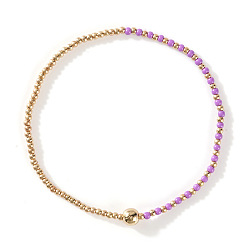 Орхидея Браслеты из стеклянных бусин и бусин CCB, составные браслеты для женщин, сиреневые, 7-7/8 дюйм (20 см), внутренний диаметр: 6-1/2 дюйм (16.5 см)