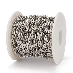 Stainless Steel Color 304 Stainless Steel Coffee Bean Chains, with Spool, Unwelded, Stainless Steel Color, 7.3x5.2x1.4mm, about 32.8 Feet(10m)/roll