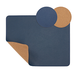 Прусский Синий 3шт. коврик для мыши из пробки и кожи, коврик для офисного стола, прямоугольный/плоский круглый, берлинская лазурь, 100~300x100~240x2~4 мм