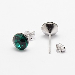 218_Esmeralda mediana Aretes de cristal austriaco, con 925 pendientes de plata de ley, 218 _med.emerald, 16x7 mm, pin: 0.8 mm