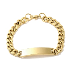 Золотой Прямоугольный 304 браслет из нержавеющей стали для женщин с ионным покрытием (IP), золотые, 8-1/2 дюйм (21.7 см)