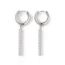 Платина Пластиковые серьги-кольца с искусственным жемчугом, ювелирные изделия из латуни с микро-паве из прозрачного кубического циркония для женщин, долговечный, без свинца и без кадмия, платина, 51 мм, Кулон : 33x5x3 мм, штифты : 1 мм