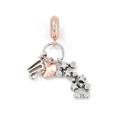 Стрелец Латунные подвески с кубическим цирконием европейские бусины, двенадцать созвездий, Стрелец, 29.5~35.5 мм