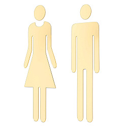 Золотистый 5 сумки акриловые вывески, публичные знаки для женщин и мужчин, золотые, 160~162x60~70x1 мм, 5 пакеты / комплект